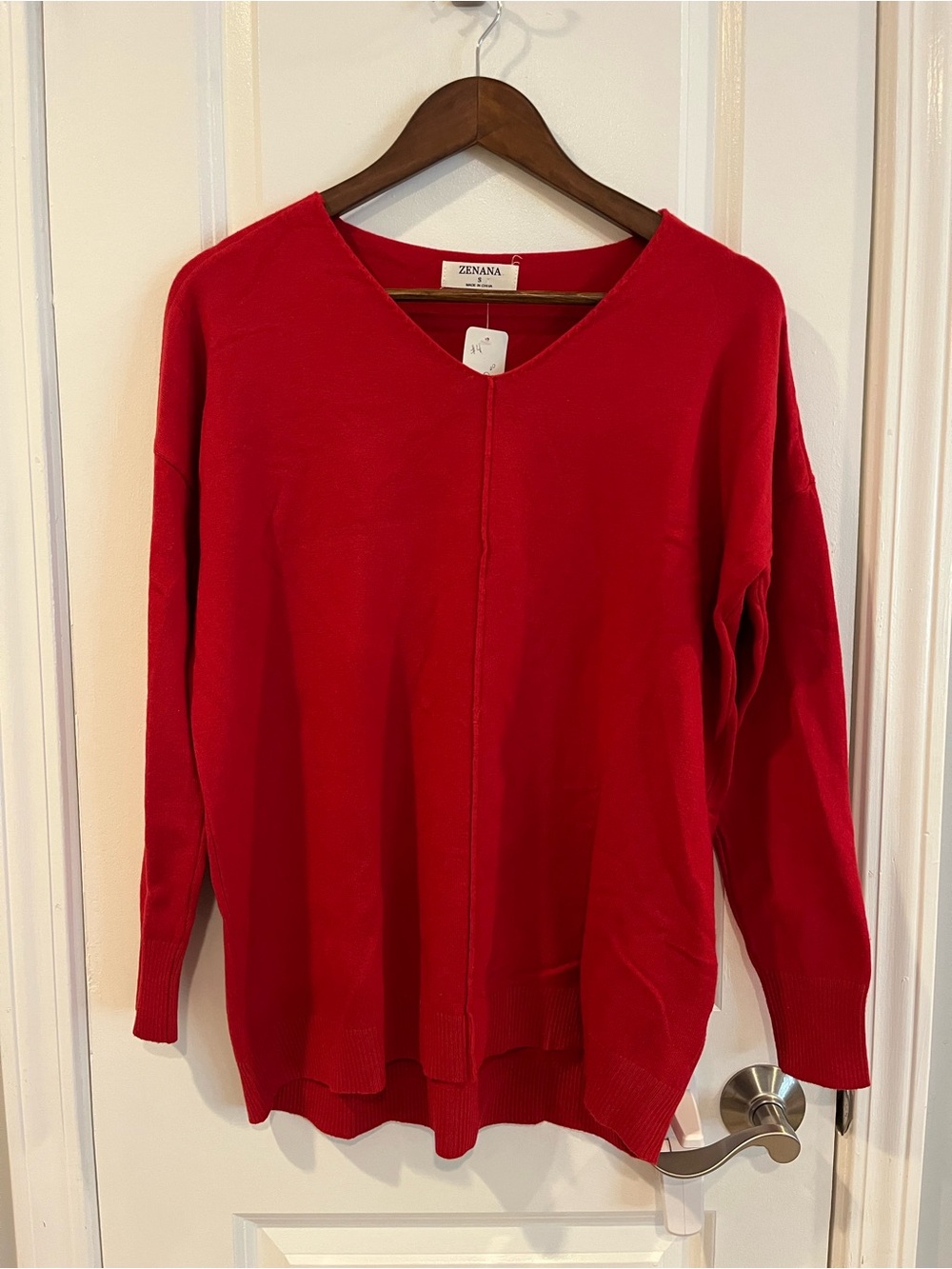 Zenana Outfitters Bright Red V-Neck Sweater